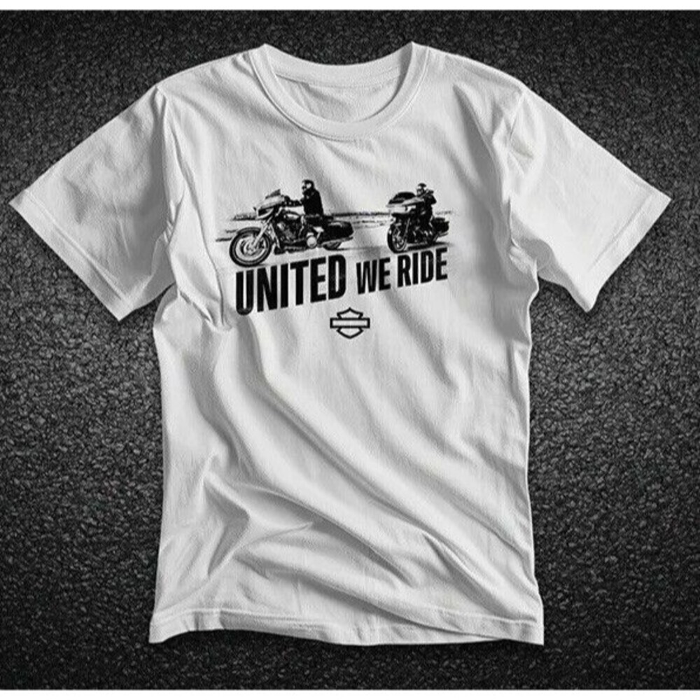 Harley Davidson United We Ride T Shirt Mens Large White Motorcycle Graphic
